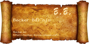 Becker Bónis névjegykártya